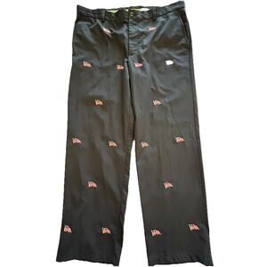 IZOD Golf Pants Men’s Sz 38x32 Navy Blue Chino Straight Leg Embroidered USA Flag